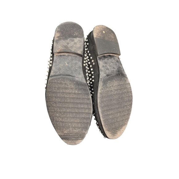 Steve Madden Men's Black Suede Silver Spiked Smoking Shoes Loafers 10 - Picture 7 of 8